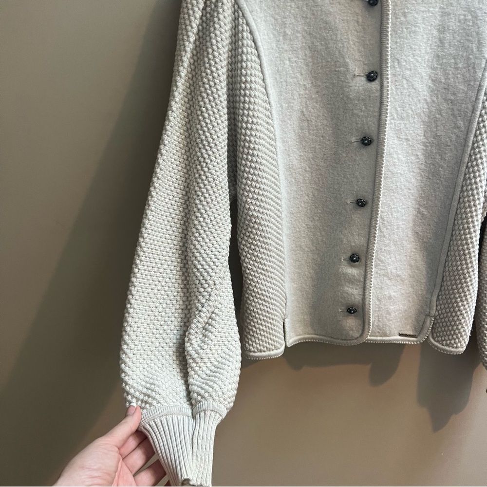 Geiger Button-Front Textured Wool Cardigan - Picture 2 of 6